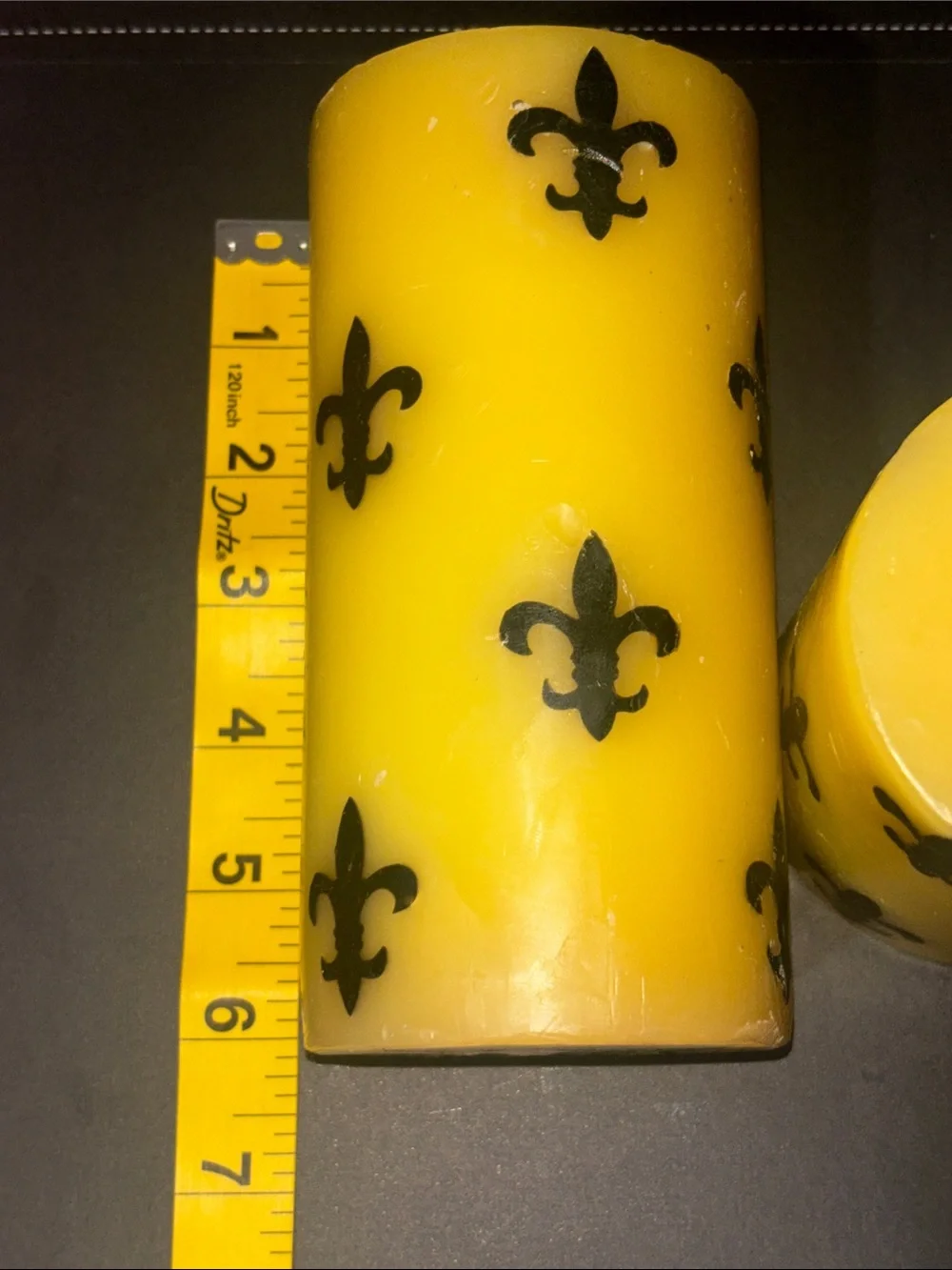 Fleur de Lis pillar candles set (2) yellow French quarter southern style